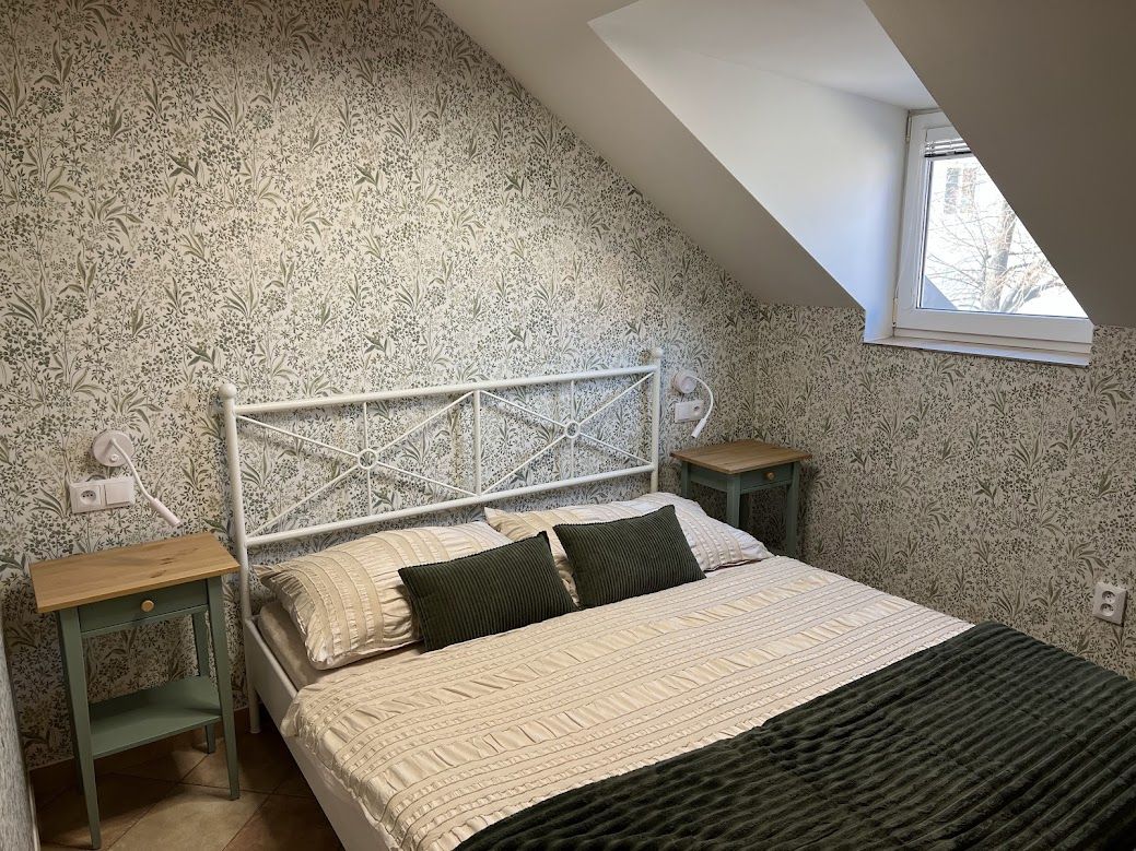 Master bedroom with double bed in U Krčků apartment, Zaječí — couples accommodation