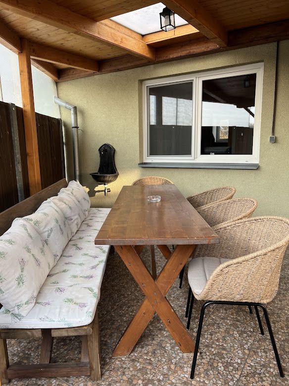 Terrace seating at U Krčků apartment, Zaječí vineyards in South Moravia